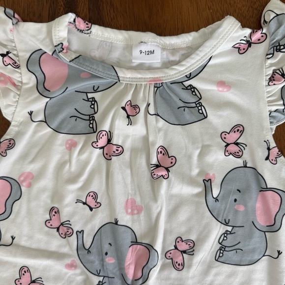 Baby Girl Elephant Print Romper Size 9-12M - Picture 2 of 3